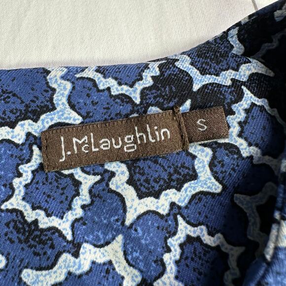 J. McLaughlin Dress Womens Small Blue Sophia Geometric Shift Catalina Cloth Work - Picture 3 of 9